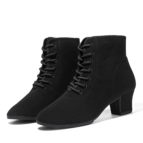 Women's Dance Boots Heel Lace-up Low Heel 3.5cm with two-point
