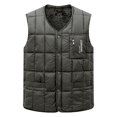 

Men's Fishing Vest Quilted Puffer Vest Down Vest Down Winter Outdoor Thermal Warm Windproof Quick Dry Lightweight Outerwear Winter Jacket Trench Coat Skiing Ski / Snowboard Fishing Navy ArmyGreen