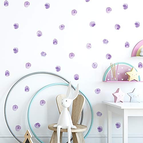 

watercolor polka dots wall decor, purple dots wall decals decorations for living room kids baby girls teens bedroom and nursery room wall decorations