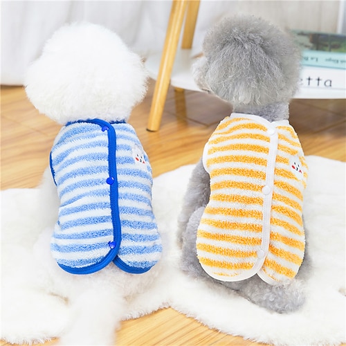 

Dog Cat Sweatshirt Stripes Solid Colored Stripes Dailywear Casual / Daily Dog Clothes Puppy Clothes Dog Outfits Warm Blue Sweatshirts for Girl and Boy Dog Padded Fabric XXL