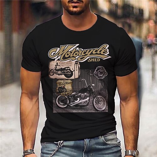 

Men's Unisex T shirt Tee Shirt Tee Motorcycle Crew Neck Black Print Casual Short Sleeve Print Clothing Apparel Cotton Designer Muscle Big and Tall Esencial / Summer / Regular Fit / Summer