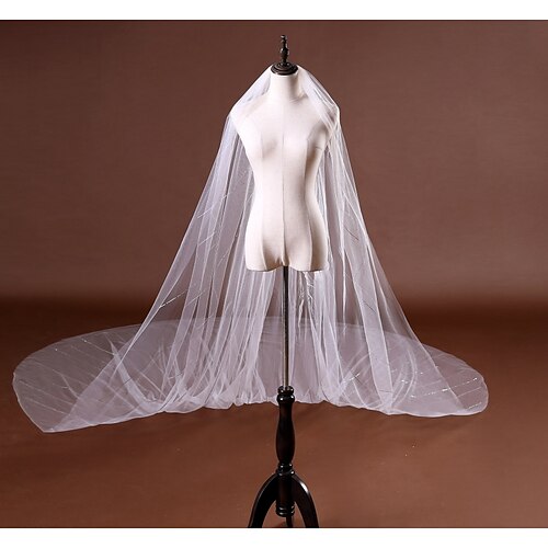 

One-tier Cute / Sweet Wedding Veil Chapel Veils / Cathedral Veils with Scattered Crystals Style / Sequin / Solid Tulle