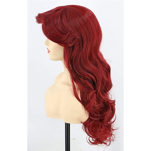  Mermaid Wig Topcosplay Ariel Wig Adult Women   Wigs Red Long Curly Cosplay Wig Carnival Wig