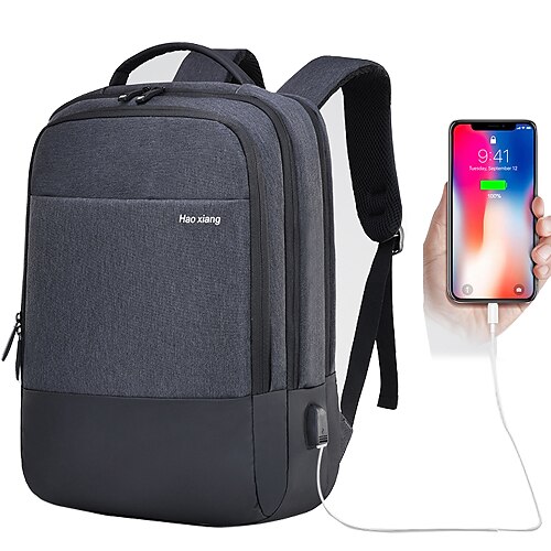 

Men's Oxford Cloth Commuter Backpack Adjustable Large Capacity Zipper Solid Color School Daily Dark Grey Blue Gray Black