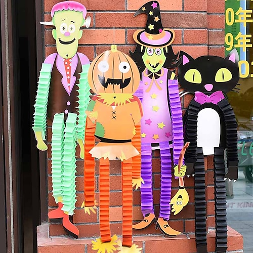 

Halloween Decoration Paper Hanging Pieces Ghost Festival Nightclub Scene Decorate Zombie Vampire Folding Hanging Ornaments Holiday Props