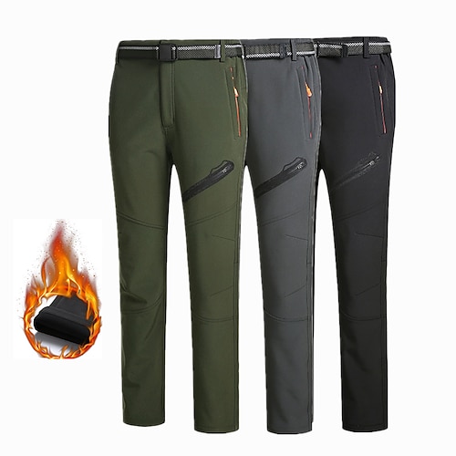 

Men's Hiking Pants Trousers Fleece Lined Pants Softshell Pants Winter Outdoor Thermal Warm Waterproof Portable Windproof Pants / Trousers Black Army Green Hunting Fishing Climbing L XL XXL XXXL 4XL