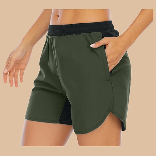 

Women's Cargo Shorts Casual / Sporty Sweatpants Shorts Patchwork Short Pants Daily Solid Color 95% Polyester 5% Spandex Breathable Moisture Wicking Mid Waist Regular Fit ArmyGreen Black Khaki Deep