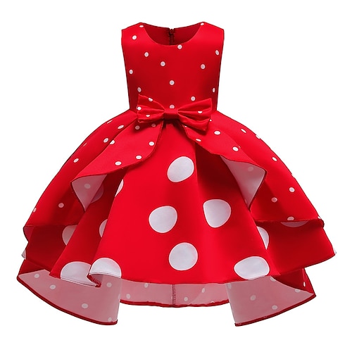 

Kids Girls' Polka Dot Dress Party Bow Pink Yellow Fuchsia Knee-length Sleeveless Princess Sweet Dresses Summer Regular Fit 3-10 Years