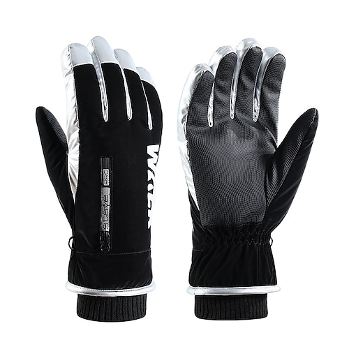 

Ski Gloves Snow Gloves for Men Thermal Warm Reflective Waterproof PU Leather Full Finger Gloves Snowsports for Cold Weather Winter Skiing Snowboarding