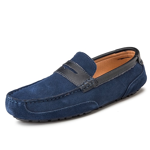 

Men's Loafers & Slip-Ons Comfort Loafers Crib Shoes Drive Shoes Driving Loafers Casual Daily Suede Breathable Non-slipping Wear Proof Black Dark Blue Orange Color Block Fall Spring