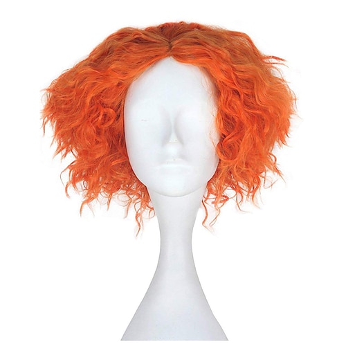 

Mad Hatter Wig Short Curly Orange Wig Short Fluffy and Layered Orange Curly Wig