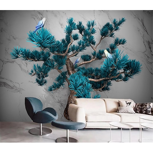 

Mural Wallpaper Wall Sticker Covering Print Peel and Stick Self Adhesive White Marble Artistic Pine Tree Art Decor PVC / Vinyl Home Decor