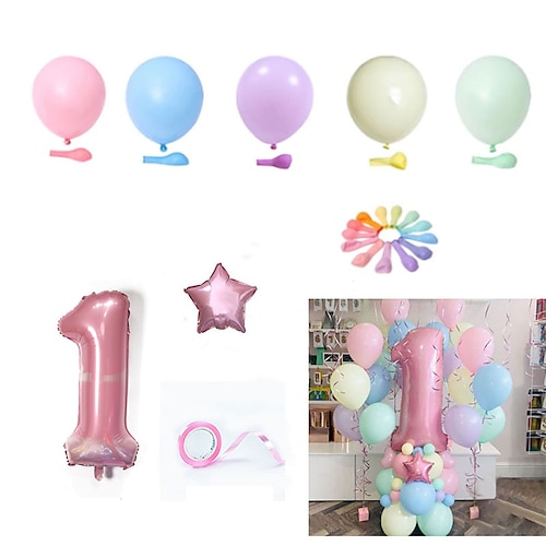 

Macaron Latex Balloon Birthday Full Moon Package Combination Party Scene Layout Decoration