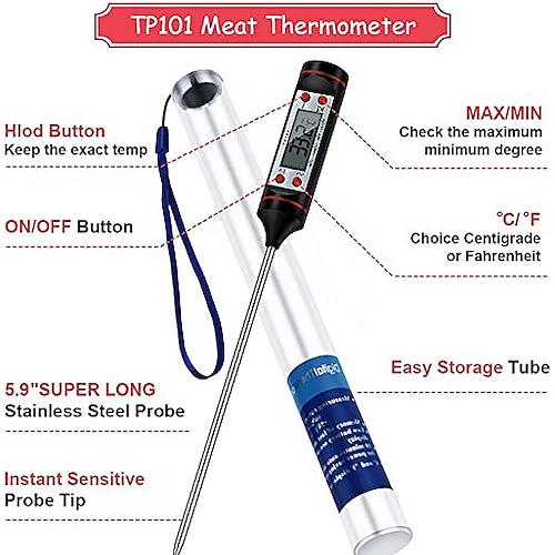 Tp101 Meat Thermometer Digital BBQ Thermometer Electronic Cooking