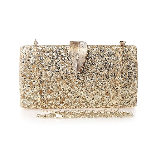

Women's Evening Bag Chain Bag Bridal Purse Evening Bag Polyester Sequin Chain Solid Color Glitter Shine Party Wedding Black Champagne Silver Gold