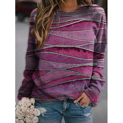 

Women's Pullover Sweatshirt Pullover Streetwear Casual Oversized Print Green Blue Gray Color Block 3D Loose Fit Casual Round Neck Long Sleeve S M L XL XXL / 3D Print
