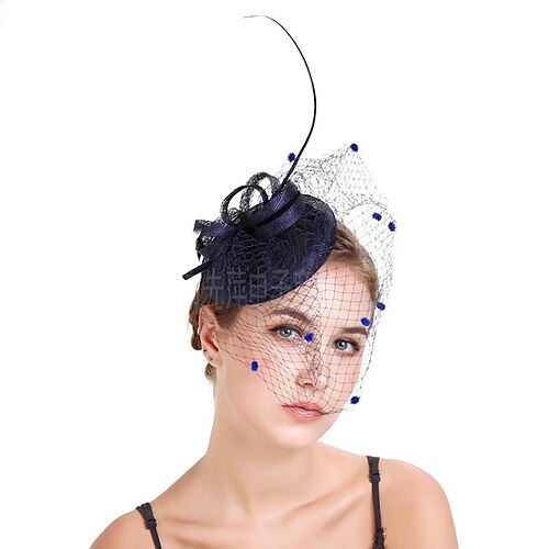 

Femme Chapeau Chapeau de seau Chapeau de Fête Noir Bleu Fuchsia Mariage Soirée Occasion spéciale Maille Plumes Portable Respirabilité Mariage