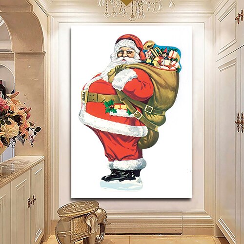 

Christmas Oil Painting Handmade Hand Painted Wall Art Holiday Santa Sends Gifts Home Decoration Decor Rolled Canvas No Frame Unstretched