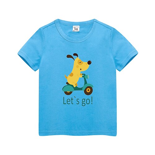 

Kids Boys T shirt Cartoon Short Sleeve Active Cotton Fall Lake blue Cai Lan Yellow