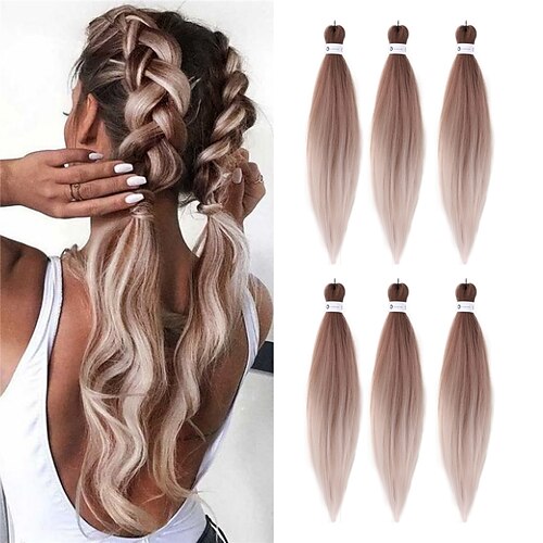 

HAIR CUBE Pre Stretched Braiding Hair Extensions Braid Hair Bundle Brown Ombre Yaki Straight Ombre Soku Synthetic Box Afro Braids