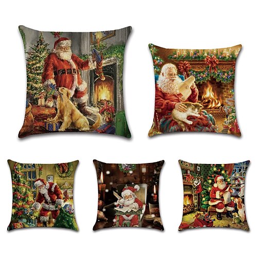 

Christmas Double Side Throw Pillow Cover 5PC Soft Decorative Square Cushion Case Pillowcase for Bedroom Livingroom Superior Quality Machine Washable Indoor Cushion for Sofa Couch Bed Chair