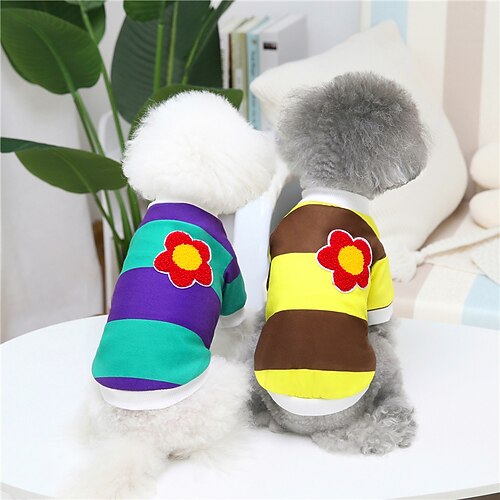 

Dog Cat Sweatshirt Color Block Flower Adorable Cute Dailywear Casual / Daily Winter Dog Clothes Puppy Clothes Dog Outfits Warm Yellow Red Blue Sweatshirts for Girl and Boy Dog Plush
