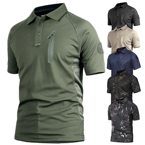 

Men's Short Sleeve Shirt Cargo Tactical Military Pullover Hiking Tee shirt Outdoor Summer T-Shirt Army Combat Golf Shirts Breathable Quick Dry Wear Resistance