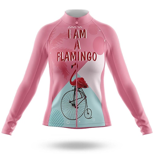 

21Grams Mulheres Manga Longa Camisa para Ciclismo Rosa claro Flamingo Engraçado Moto Blusas Ciclismo de Montanha Ciclismo de Estrada Elastano Poliéster Respirável Secagem Rápida Pavio Humido Esportes