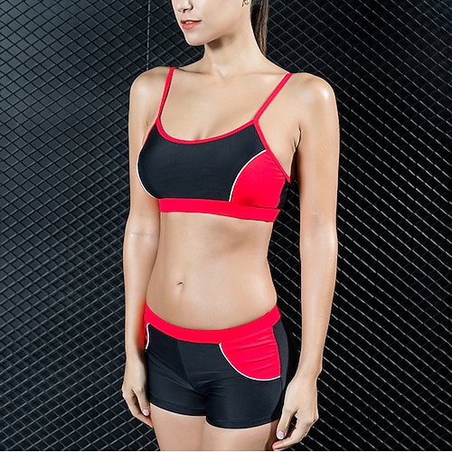 

Women's Tankini Two Piece Swimsuit Backless Bathing Suit Patchwork Swimwear Black / Gray Blue Breathable Quick Dry Elastic Sleeveless - Swimming Surfing Snorkeling Summer / Spandex