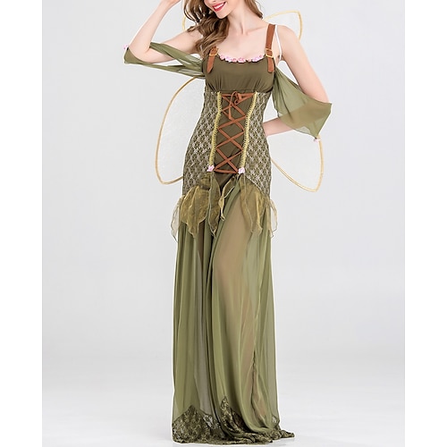 

Dance Costumes Dress Hollow-out Solid Ruffle Women's Halloween Performance Sleeveless Ice Silk