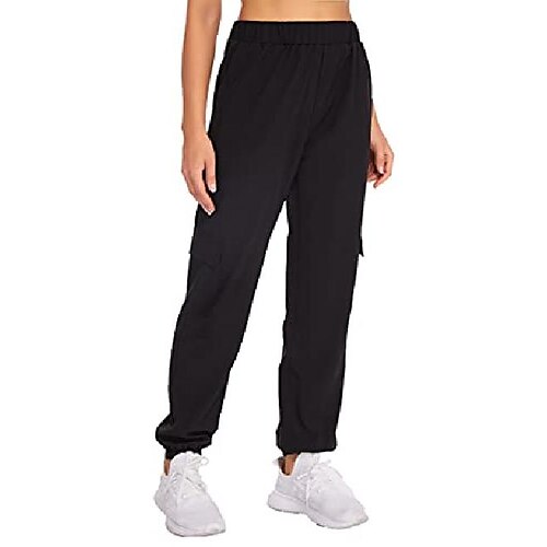 

black sweatpants for women high waisted jogger cargo pants with pockets lounge casual pants for yoga workout running