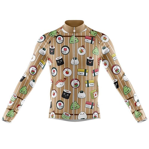 

Men's Cycling Jersey Long Sleeve Bike Top with 3 Rear Pockets Ugly Christmas Funny Christmas Mountain Bike MTB Road Bike Cycling Breathable Quick Dry Moisture Wicking Reflective Strips Khaki Cartoon