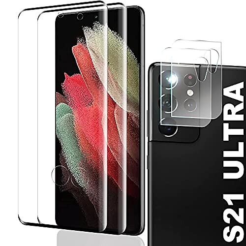 

galaxy s21 ultra tempered glass screen protector camera lens protectors,easy to install, bubble free,fingerprint id compatible, case friendly compatible with samsung s21 ultra(6.8"") [2 2 pack ]