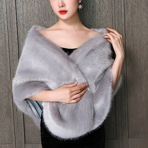 

Faux Fur Wraps Women's Wrap Bolero Pure Elegant Sleeveless Faux Fur Wedding Wraps With Pure Color For Daily Fall