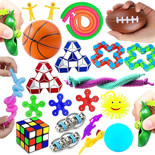 

27 Pack Sensory Toys Set Fidget Toys Pack Stress Relief Hand Toys for Adults Boy Girl ADHD ADD Anxiety Autism - Perfect for Birthday Pinata Fillers Classroom Treasure Box Prizes and Carnival Games