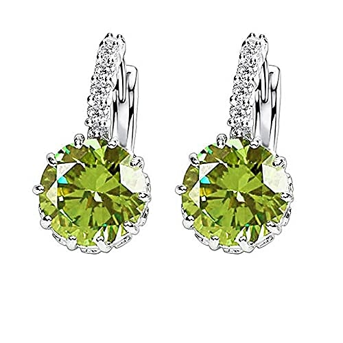 

colorful zircon earrings, elegant woman earrings, hoop earrings for women girls, ear studs jewelry accessories (1 pair) (emerald)