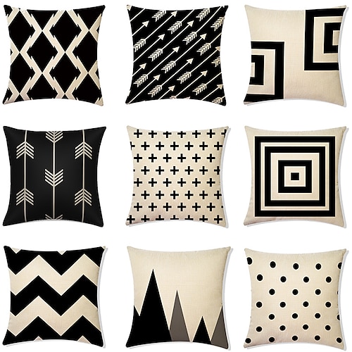 

Set of 9 Pillow Cover Geometic Contemporary Fashion Modern Throw Pillow