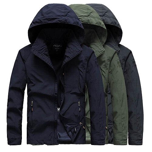 

Men's Windbreaker Bomber Jacket Military Tactical Jacket Outdoor Thermal Warm Windproof Quick Dry Lightweight Outerwear Coat Top Hunting Fishing Climbing ArmyGreen khaki Black Navy Blue / Breathable