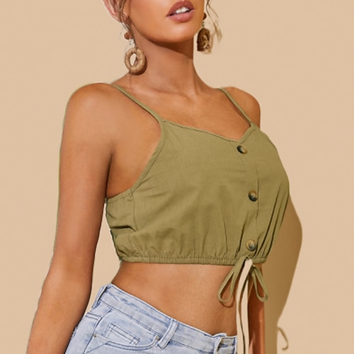 

Women's Stripe Crop Top Sleeveless Wrape Vest Top Basic
