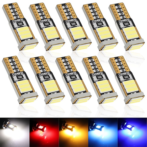 

10pcs T10 Led Canbus W5W Led Bulb Car Interior Light 7020 8smd 194 168 No Error 12V Reading Dome Light Instrument Plate Lamp