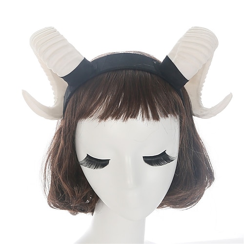 

Black Sheep Horn Ox Horn Headdress Photography Diy Headband Halloween Props Hairpin to Collet Hoop