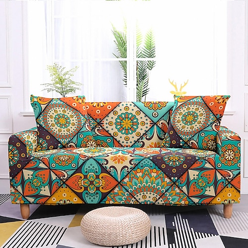 

Floral Printed Sofa Cover Stretch Slipcovers Soft Durable Couch Cover 1 Piece Spandex Fabric Washable Furniture Protector Armchair Loveseat