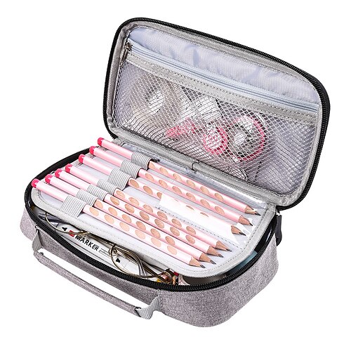 

Pencil Cases Canvas Solid Color Daily Sapphire Black Pink Grey