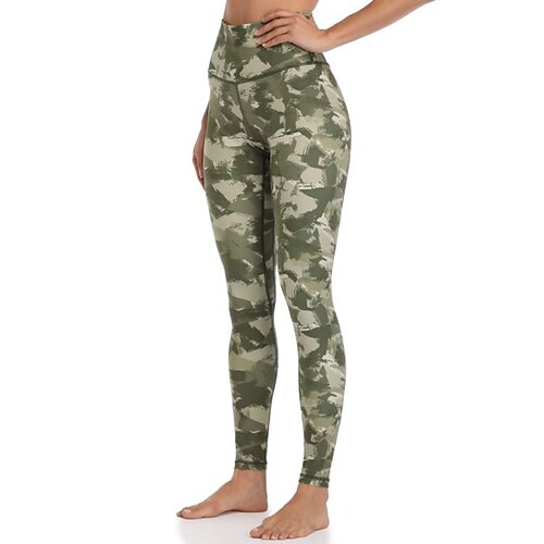 

Women's Yoga Leggings Tummy Control Butt Lift High Waist Yoga Fitness Gym Workout Tights Leggings Leopard Camo / Camouflage White Black Green Sports Activewear Stretchy Slim / Athletic / Athleisure