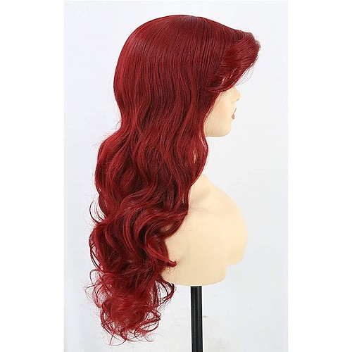  Mermaid Wig Topcosplay Ariel Wig Adult Women   Wigs Red Long Curly Cosplay Wig Carnival Wig