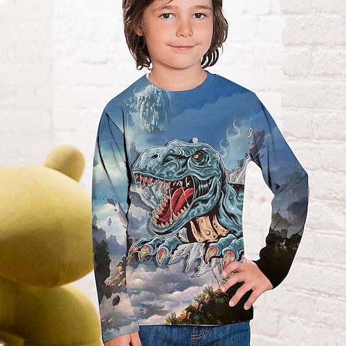 

Bambino Da ragazzo maglietta Animali Giornaliero Stampa 3D Manica lunga Attivo 4-12 anni Autunno Blu