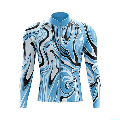 

21Grams Men's Cycling Jersey Long Sleeve Bike Top with 3 Rear Pockets Mountain Bike MTB Road Bike Cycling Breathable Quick Dry Moisture Wicking Reflective Strips Sky Blue Polyester Spandex Sports