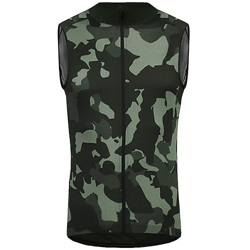 

21Grams Men's Cycling Jersey Sleeveless Bike Top with 3 Rear Pockets Mountain Bike MTB Road Bike Cycling Breathable Quick Dry Moisture Wicking Reflective Strips Army Green Camo / Camouflage Polyester