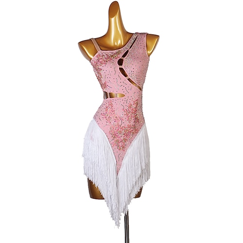 

Latin Dance Dress Tassel Crystals / Rhinestones Women's Performance Daily Wear Sleeveless Spandex