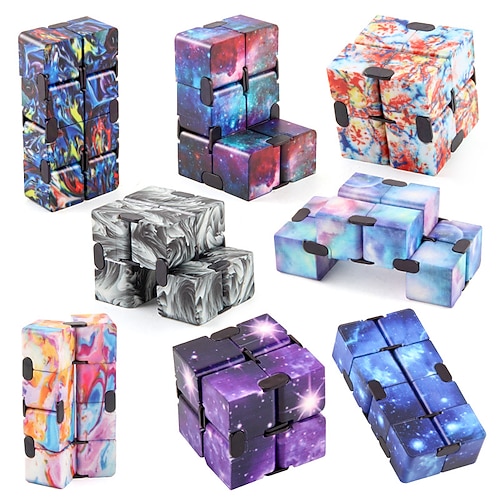 

Infinity Cube 2 Pieces Fidget Cube Toy Stress Anxiety Relief for Adults and Boy Girl Hand-Held Magic Puzzle Flip Cube Fidget Finger Toys Cube for ADD ADHD Killing Time Galaxy Space